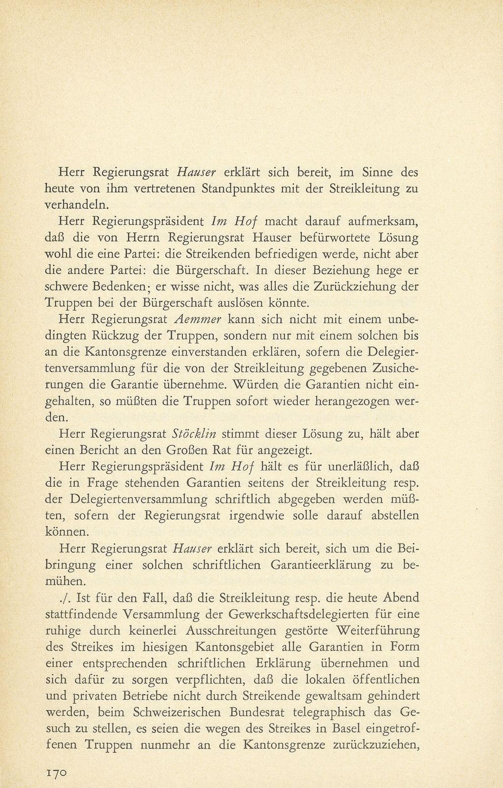 Aus den Protokollen des Basler Regierungsrates zum Landesstreik 1918 – Seite 29