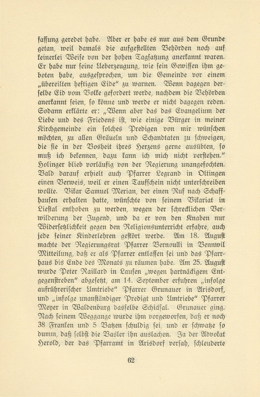 Die Pfarrer im Baselbiet in der Zeit der Trennung von Basel-Stadt – Seite 6