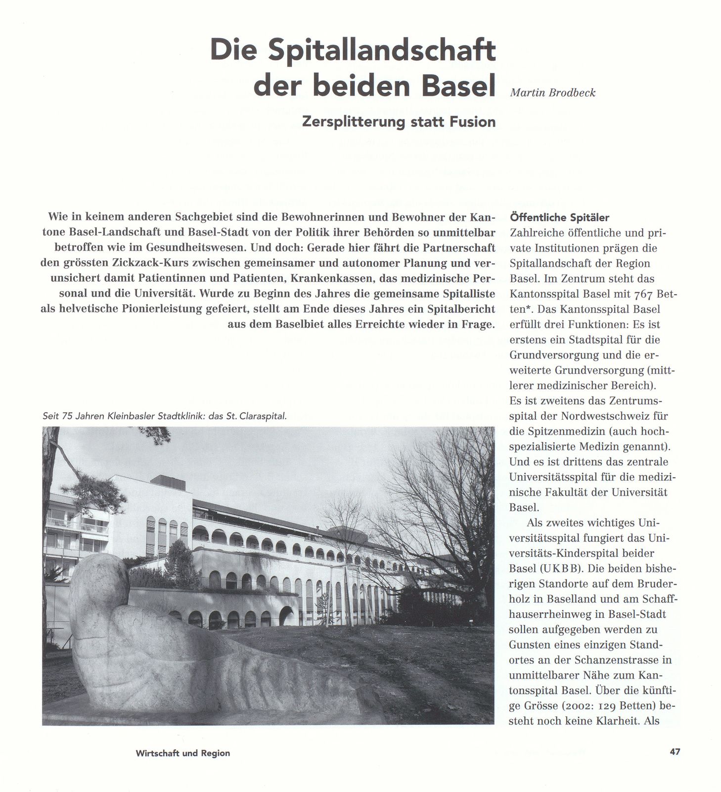 Die Spitallandschaft der beiden Basel – Seite 1