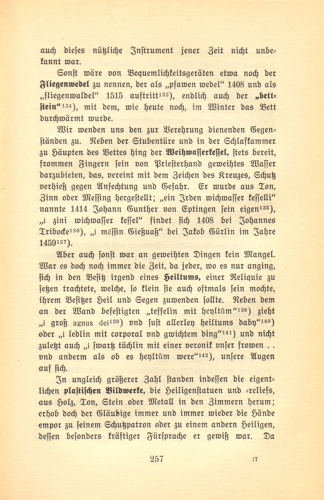 Der Basler Hausrat im Zeitalter der Spätgotik. (An Hand der schriftlichen Überlieferung.) – Seite 17