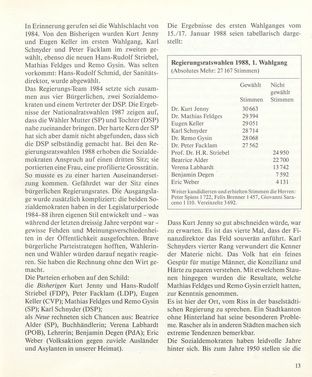 Blätterrauschen oder Sturmzeichen? Grossrats- und Regierungsratswahlen 1988 – Seite 5