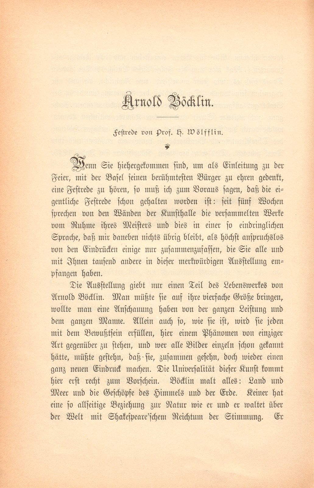 Arnold Böcklin. Festrede von Prof. H. Wölfflin – Seite 1