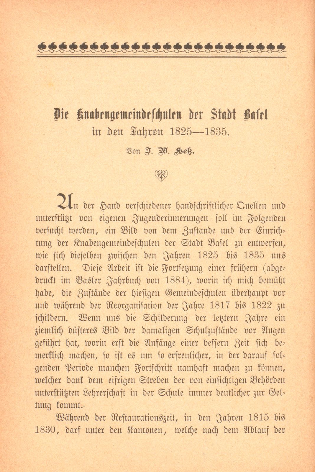 Die Knabengemeindeschulen der Stadt Basel in den Jahren 1825-1835 – Seite 1