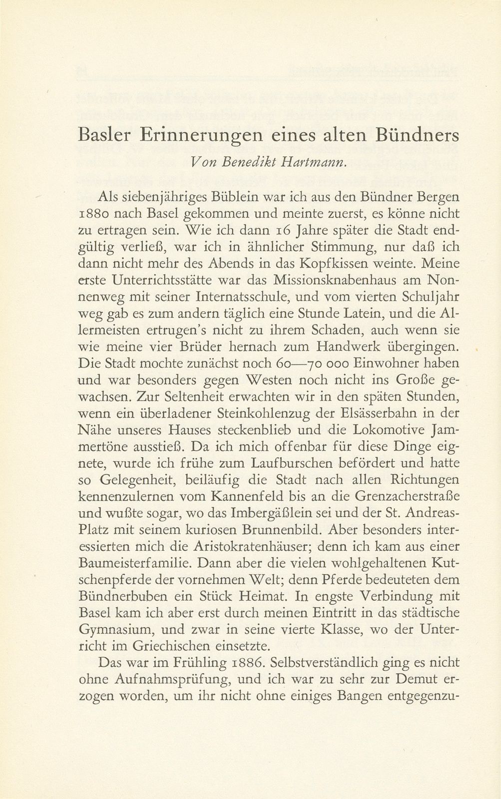 Basler Erinnerungen eines alten Bündners – Seite 1