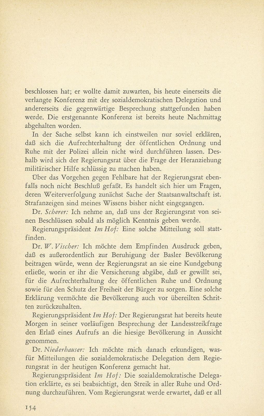 Aus den Protokollen des Basler Regierungsrates zum Landesstreik 1918 – Seite 13