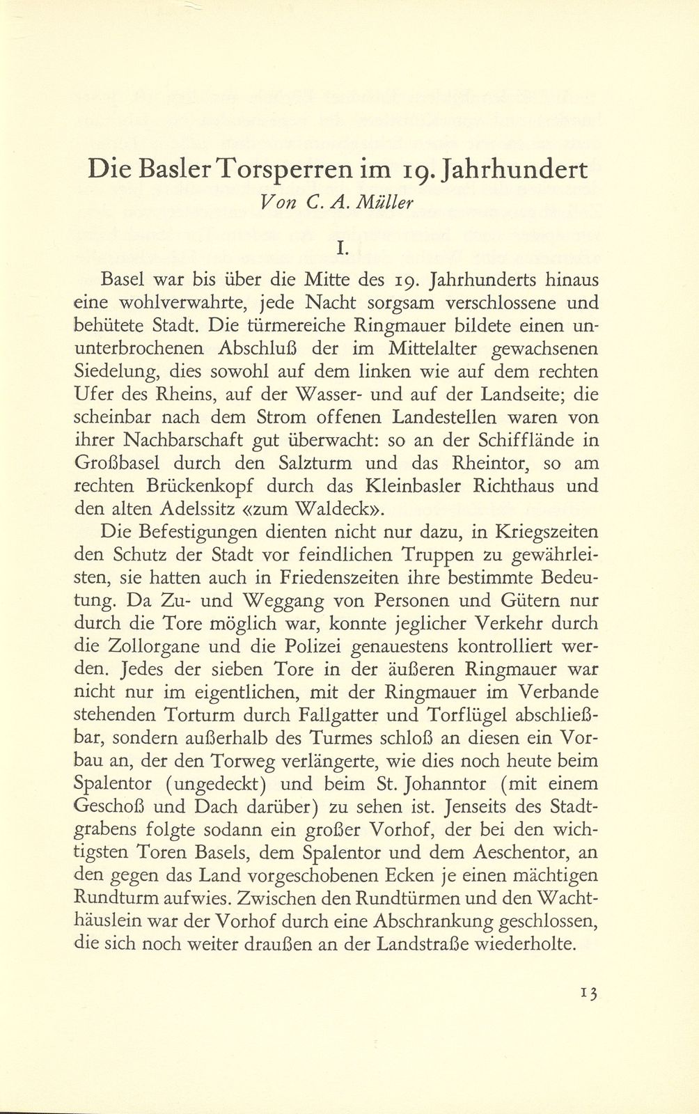 Die Basler Torsperren im 19. Jahrhundert – Seite 1