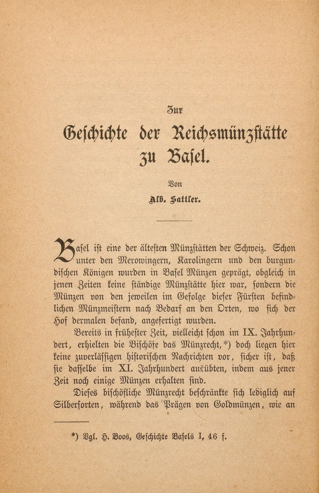 Zur Geschichte der Reichsmünzstätte zu Basel – Seite 1