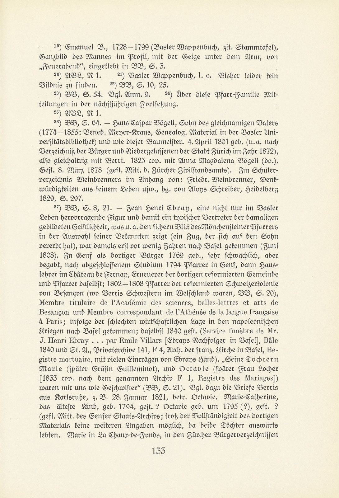 Melchior Berri. (Ein Beitrag zur Kultur des Spätklassizismus in Basel.) – Seite 75