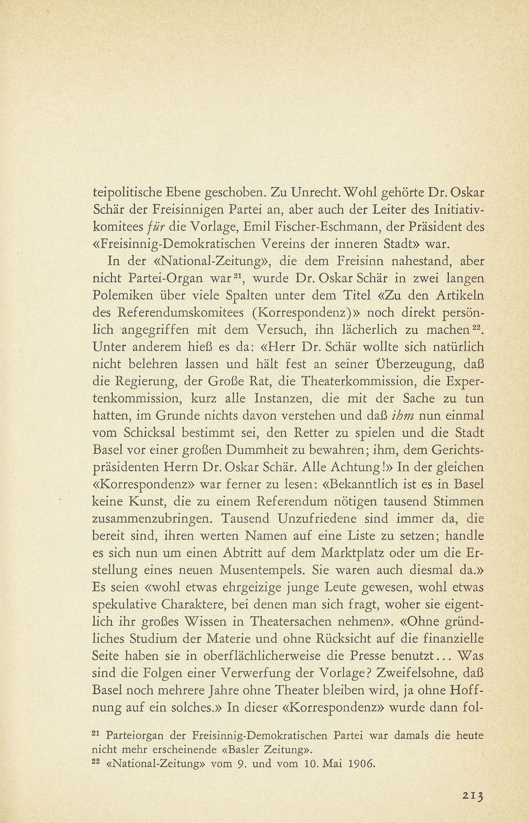 Aus der Baugeschichte des jetzigen Basler Stadttheaters. (Im Hinblick auf den im Entstehen begriffenen Neubau) – Seite 26