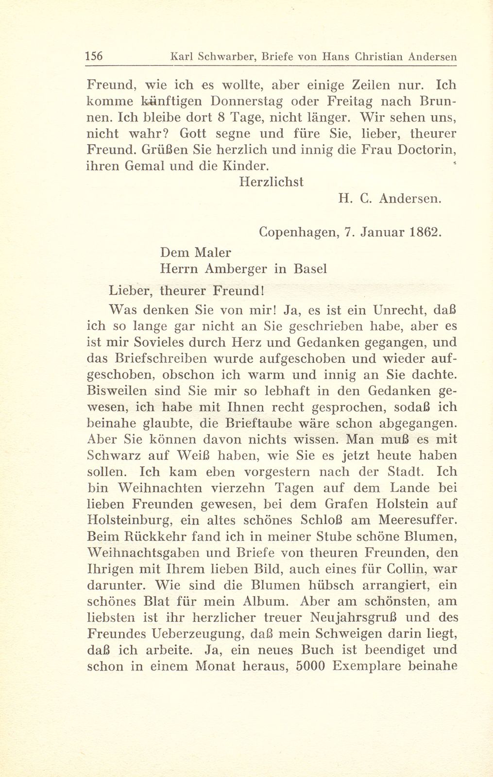 Briefe des Märchendichters Hans Christian Andersen an den Basler Kunstmaler Gustav Adolf Amberger – Seite 17