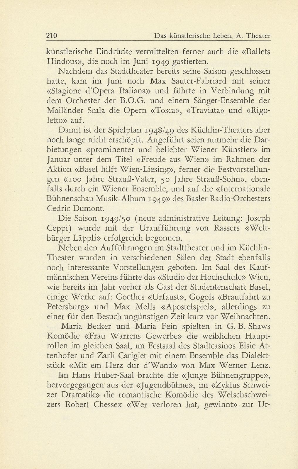 Das künstlerische Leben in Basel vom 1. Oktober 1948 bis 30. September 1949 – Seite 6