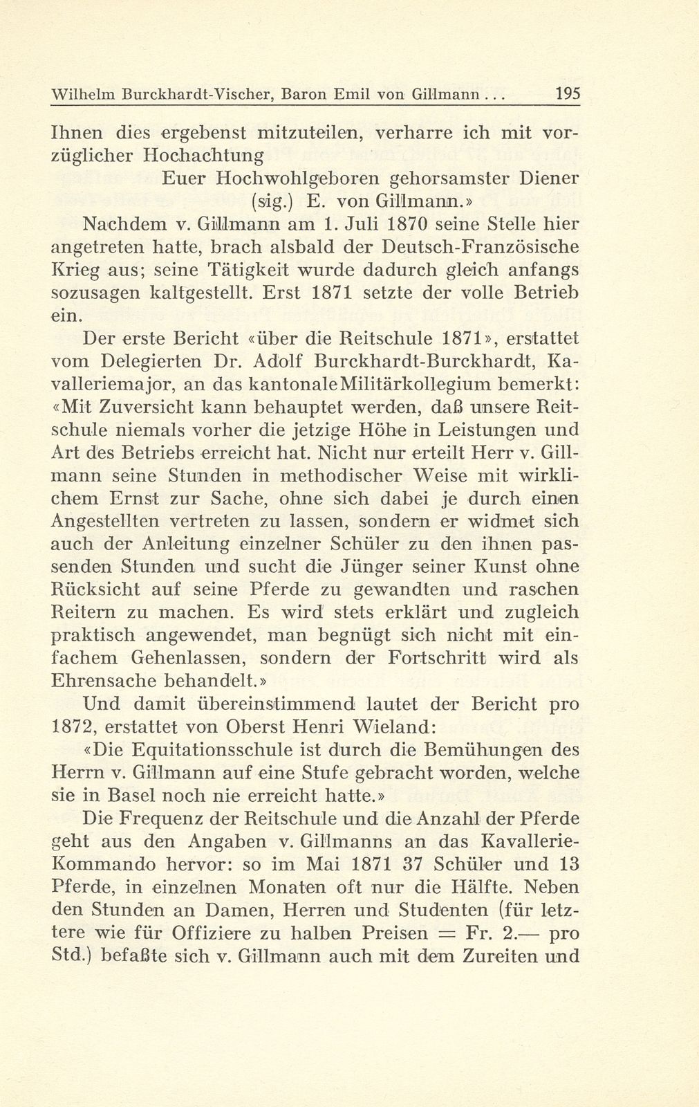 Baron Emil von Gillmann und die Entwicklung der Reitkunst in Basel – Seite 14