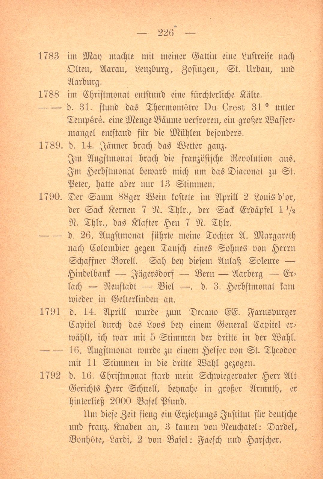 Auszüge aus dem Tagebuch von Pfarrer Johann Jakob Faesch zu St. Theodor – Seite 5