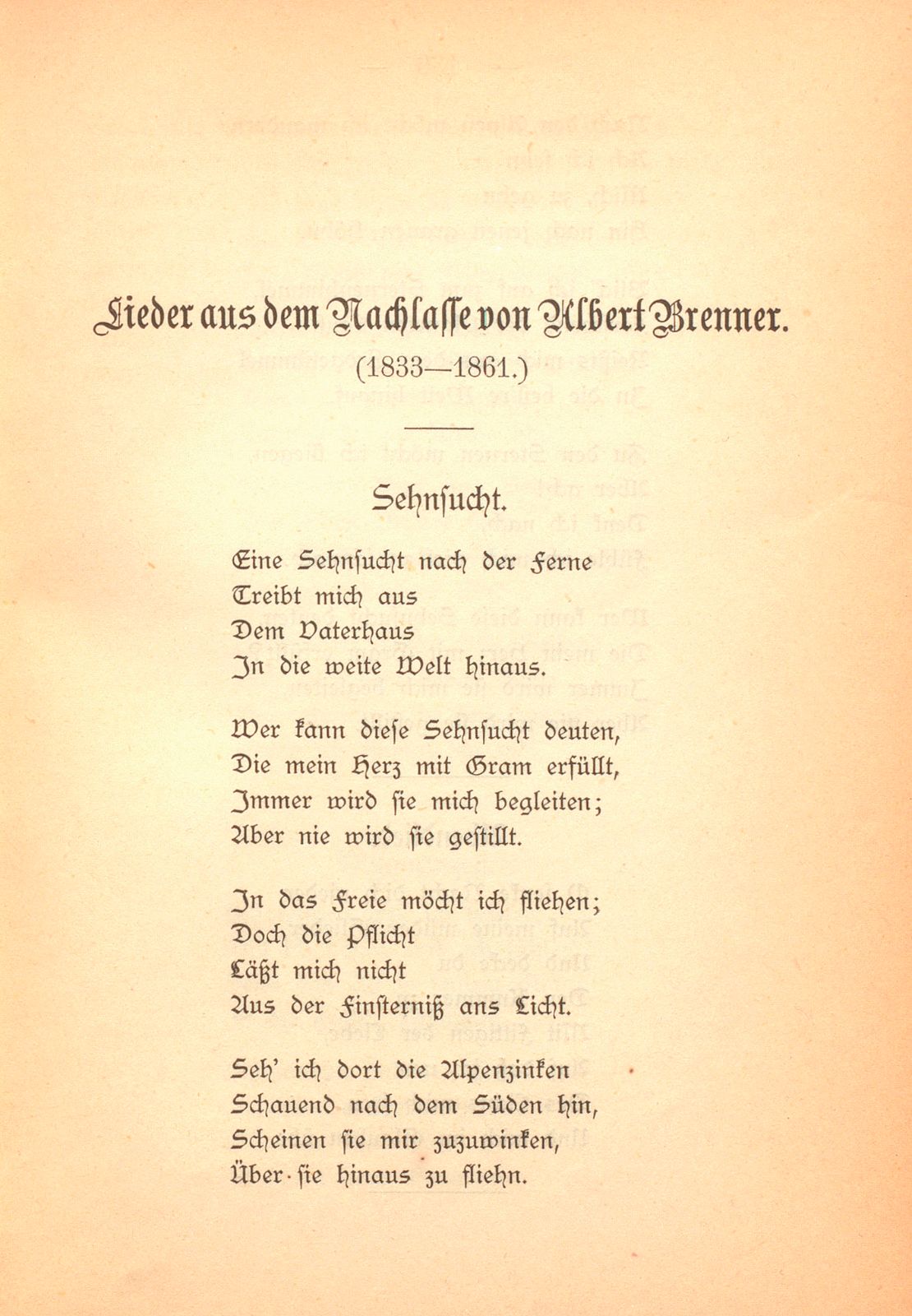 Lieder aus dem Nachlasse von Albert Brenner (1835-1861) – Seite 1