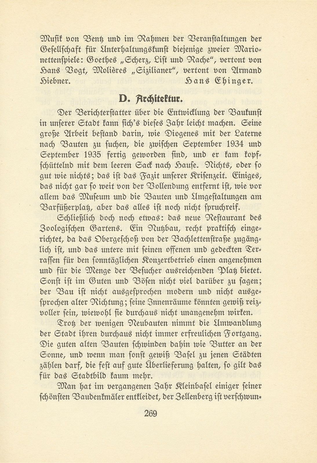 Das künstlerische Leben in Basel vom 1. Oktober 1934 bis 30. September 1935 – Seite 1