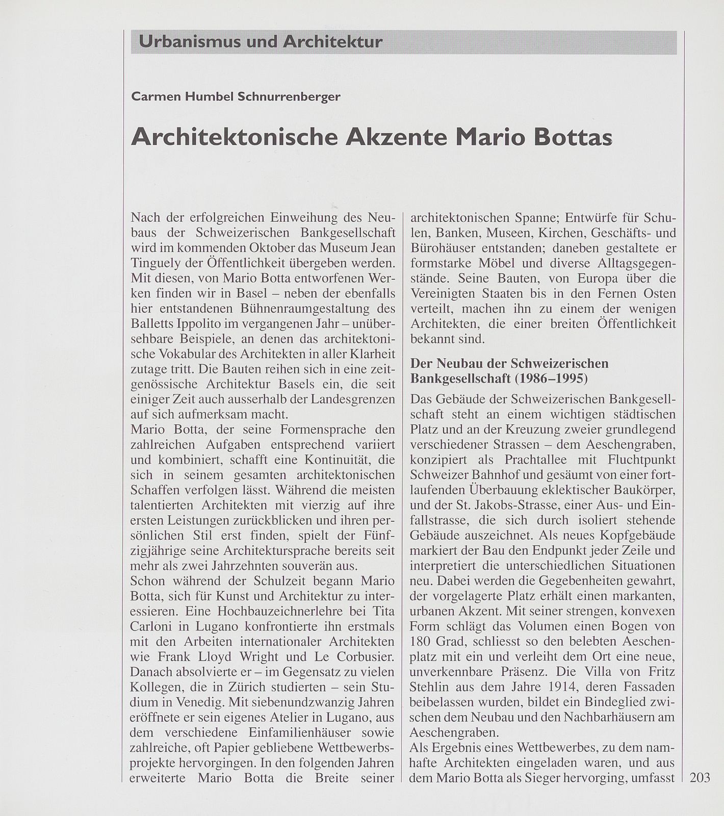 Architektonische Akzente Mario Bottas – Seite 1