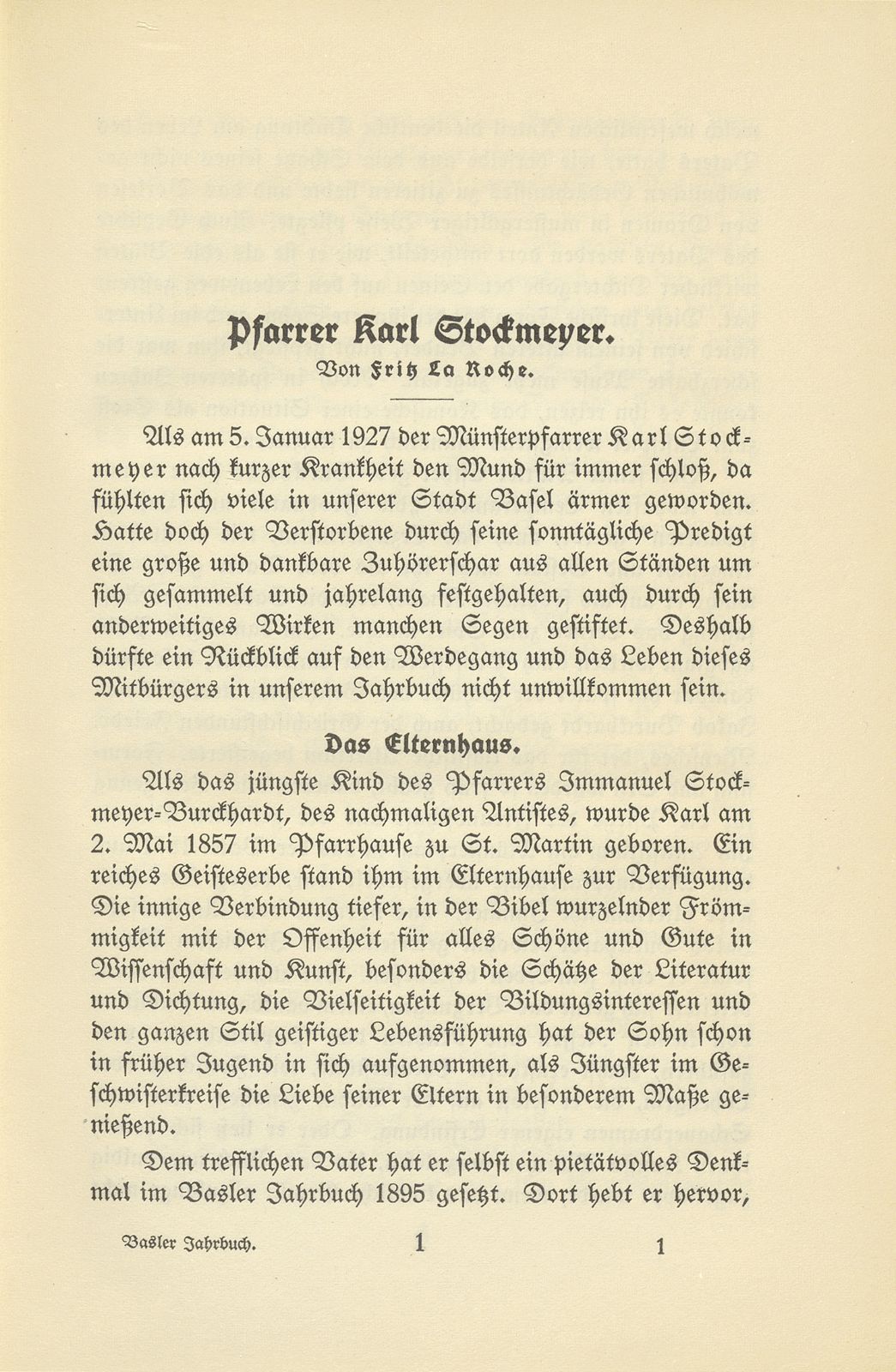 Pfarrer Karl Stockmeyer – Seite 1