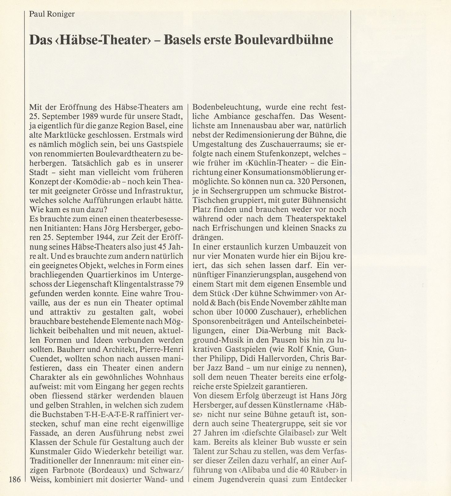 Das ‹Häbse-Theater› – Basels erste Boulevardbühne – Seite 1