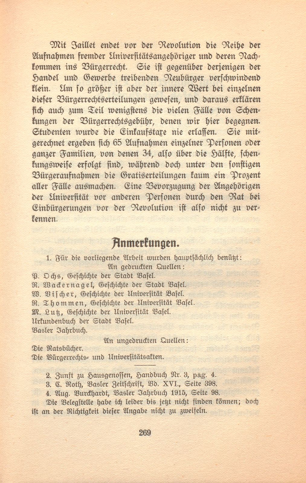 Vom Zuwachs der Basler Bürgerschaft aus der Universität bis zur Revolutionszeit – Seite 39