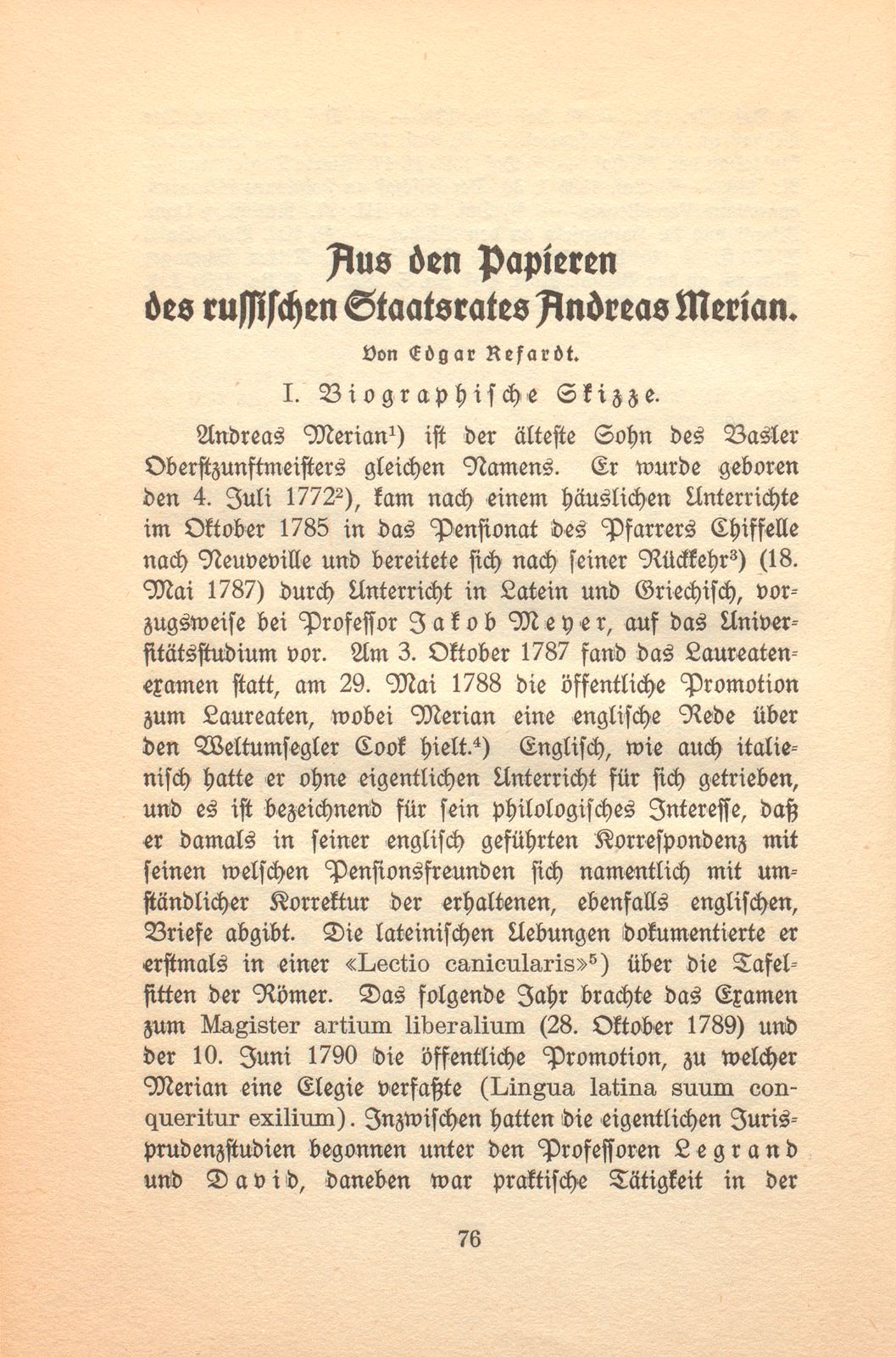 Aus den Papieren des russischen Staatsrates Andreas Merian – Seite 1