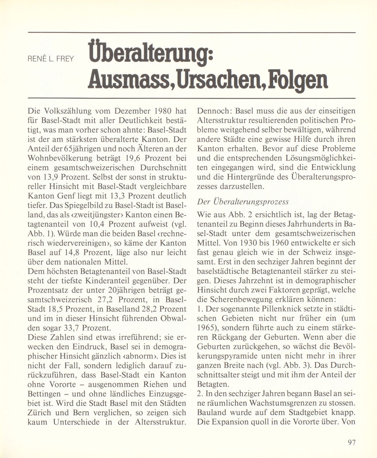 Überalterung: Ausmass, Ursachen, Folgen – Seite 1