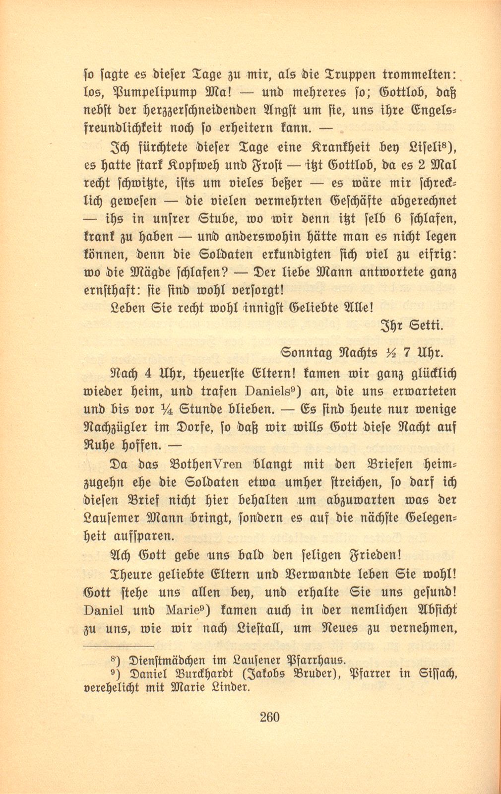 Hundertjährige Briefe einer Lausener Pfarrfrau [Susanna Maria Burckhardt-Schorndorf] – Seite 11