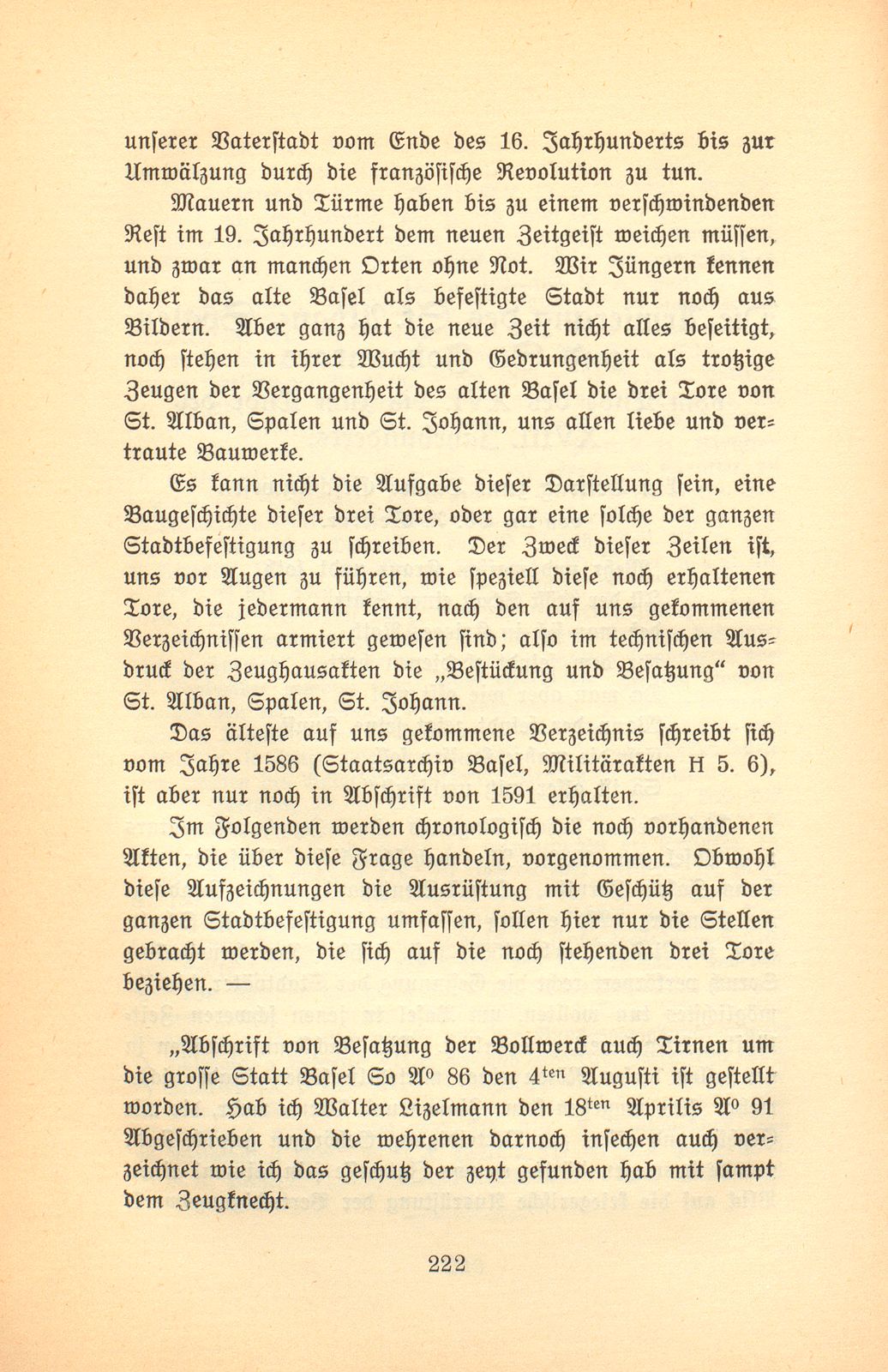 Die Armierung des St. Alban-, Spalen- und St. Johanntors vom Ende des XVI. bis zum Ende des XVIII. Jahrhunderts – Seite 2