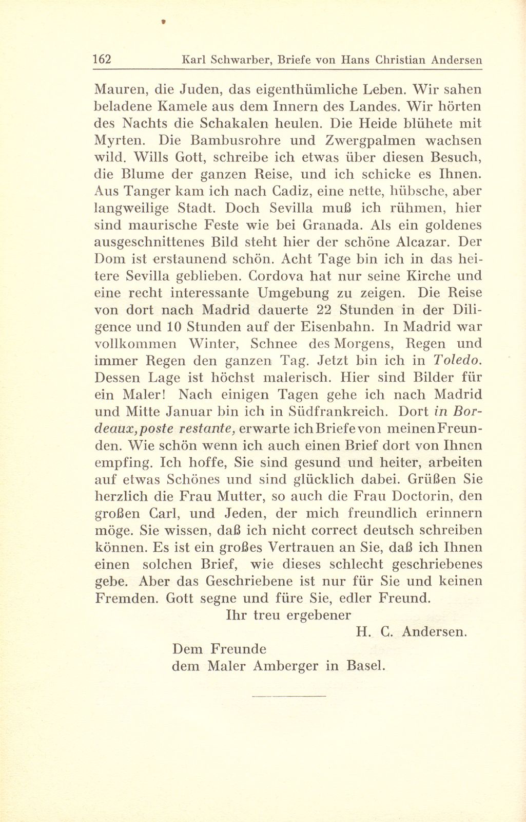 Briefe des Märchendichters Hans Christian Andersen an den Basler Kunstmaler Gustav Adolf Amberger – Seite 23