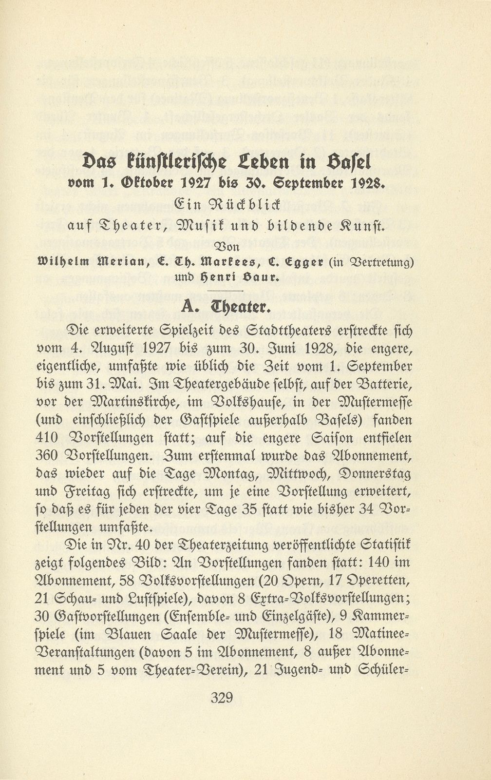 Das künstlerische Leben in Basel vom 1. Oktober 1927 bis 30. September 1928 – Seite 1