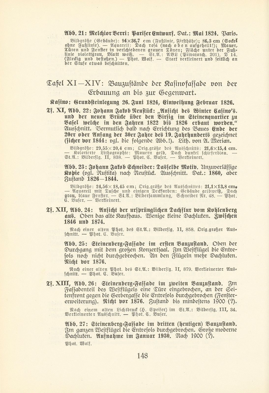 Melchior Berri. (Ein Beitrag zur Kultur des Spätklassizismus in Basel.) – Seite 126