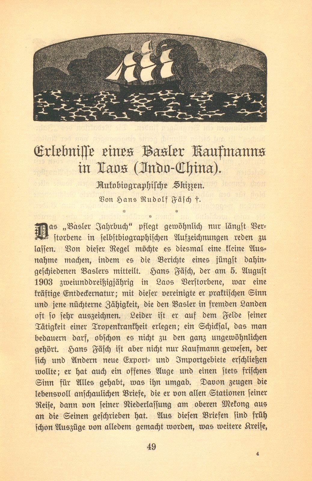 Erlebnisse eines Basler Kaufmanns in Laos (Indo-China) – Seite 1