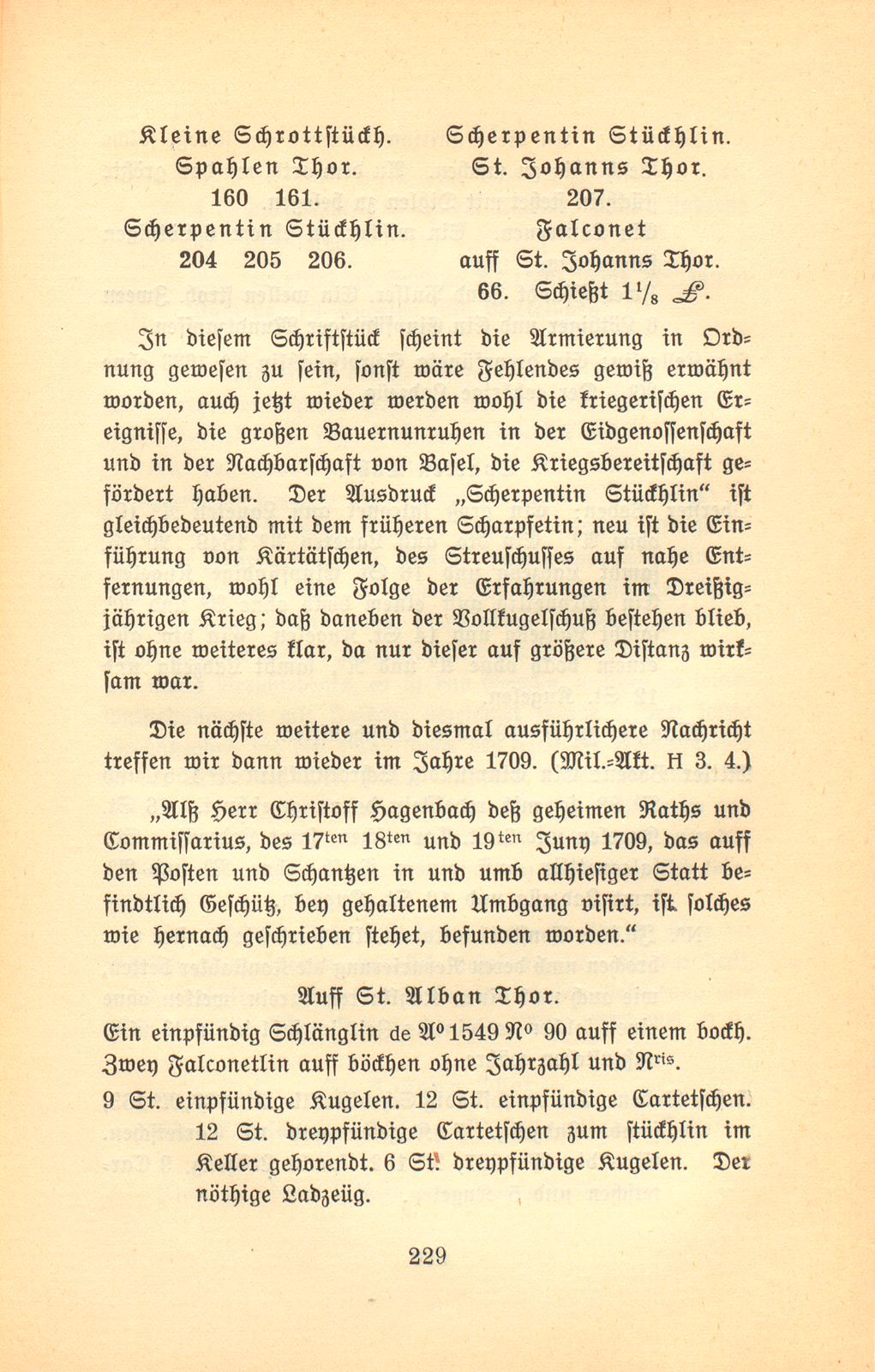 Die Armierung des St. Alban-, Spalen- und St. Johanntors vom Ende des XVI. bis zum Ende des XVIII. Jahrhunderts – Seite 9