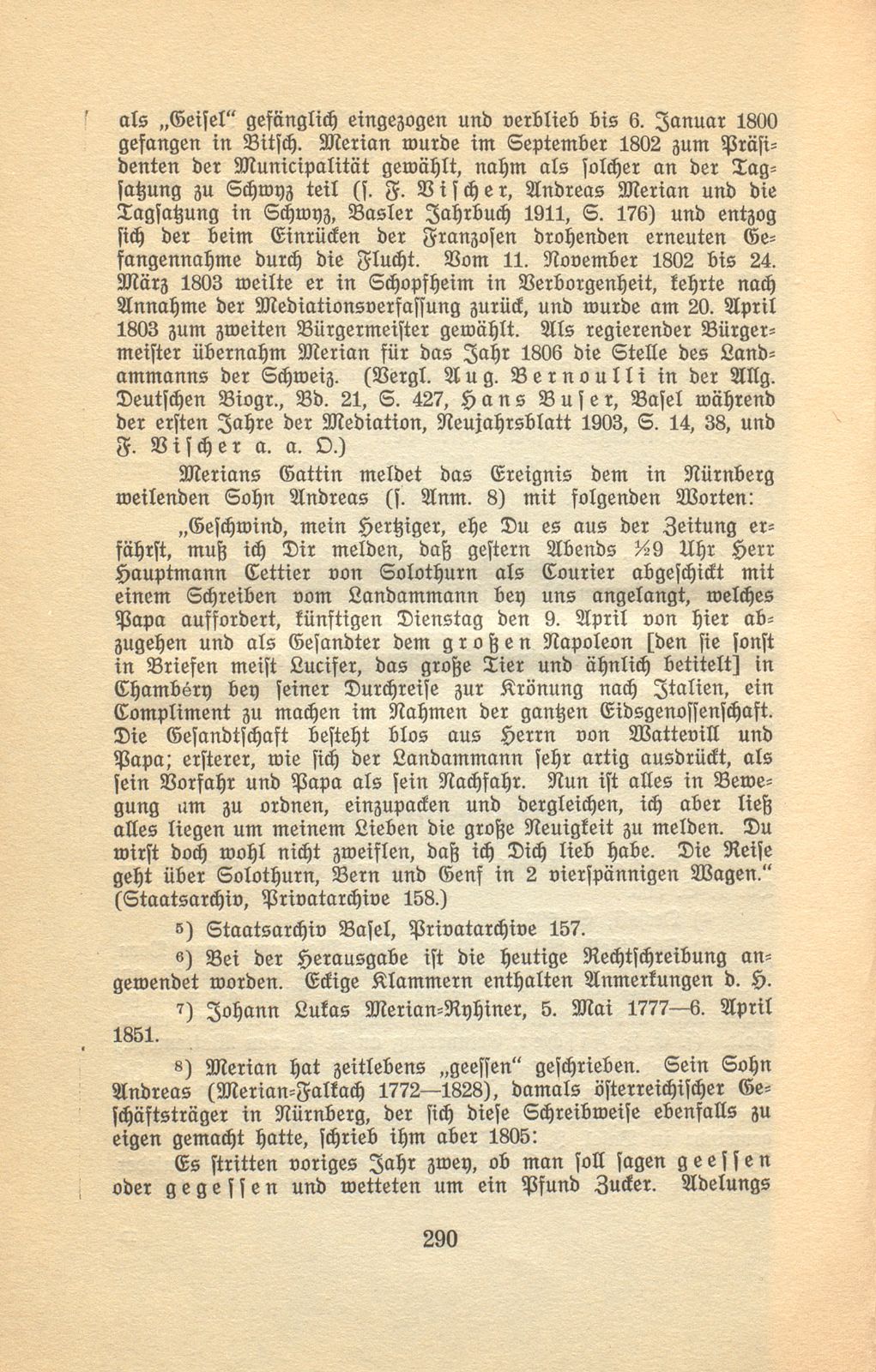 Bürgermeister Andreas Merians Reyssbeschreibung nach Chambéry zur Complimentierung des französischen Kaisers als König von Italien April 1805 – Seite 17