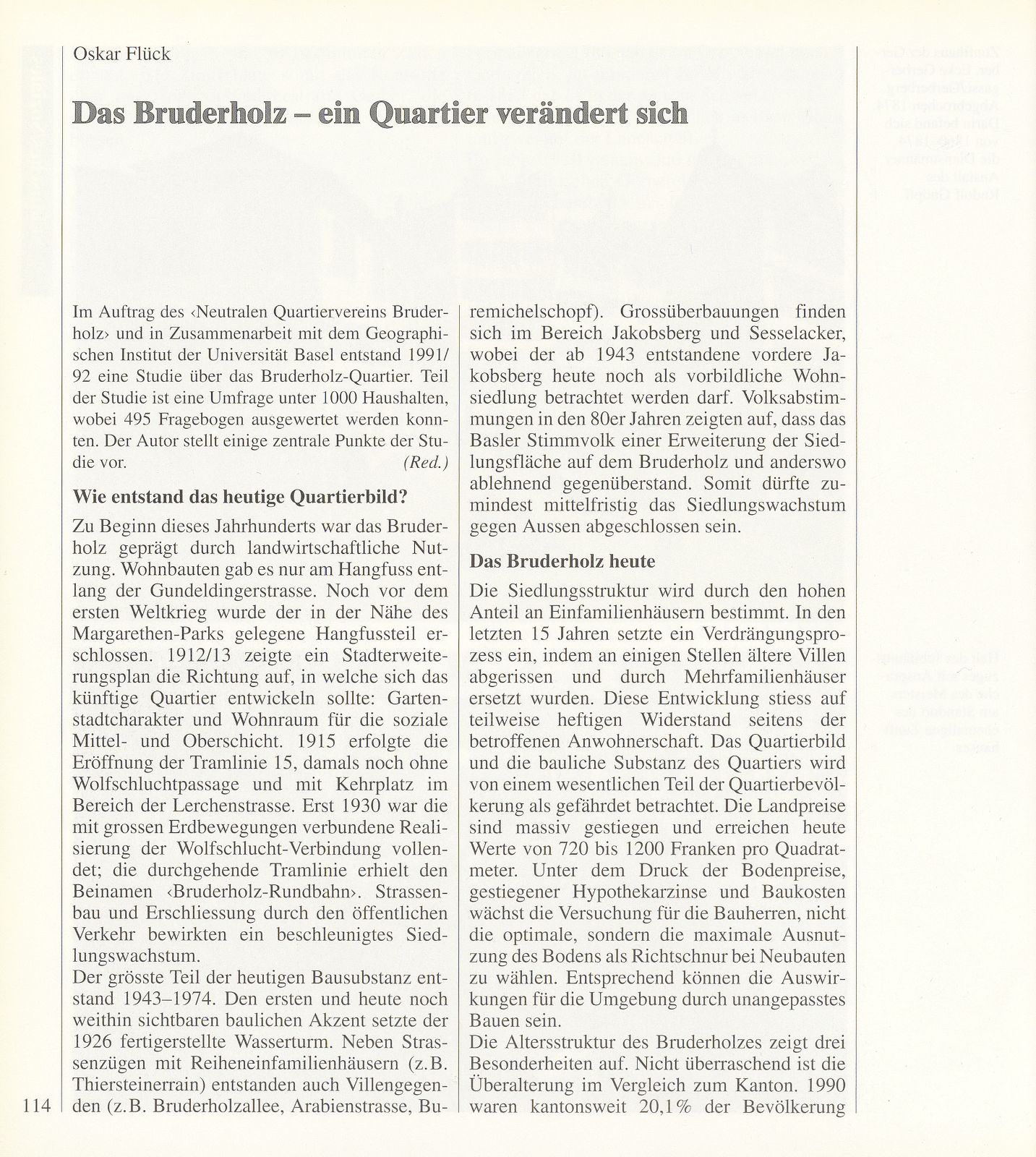 Das Bruderholz – ein Quartier verändert sich – Seite 1