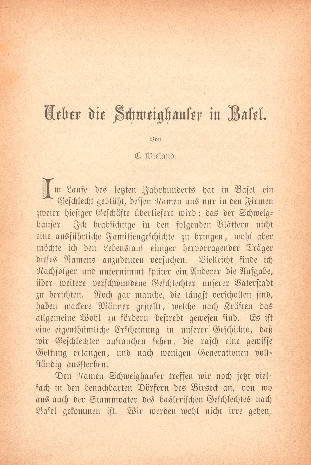 Über die Schweighauser in Basel – Seite 1