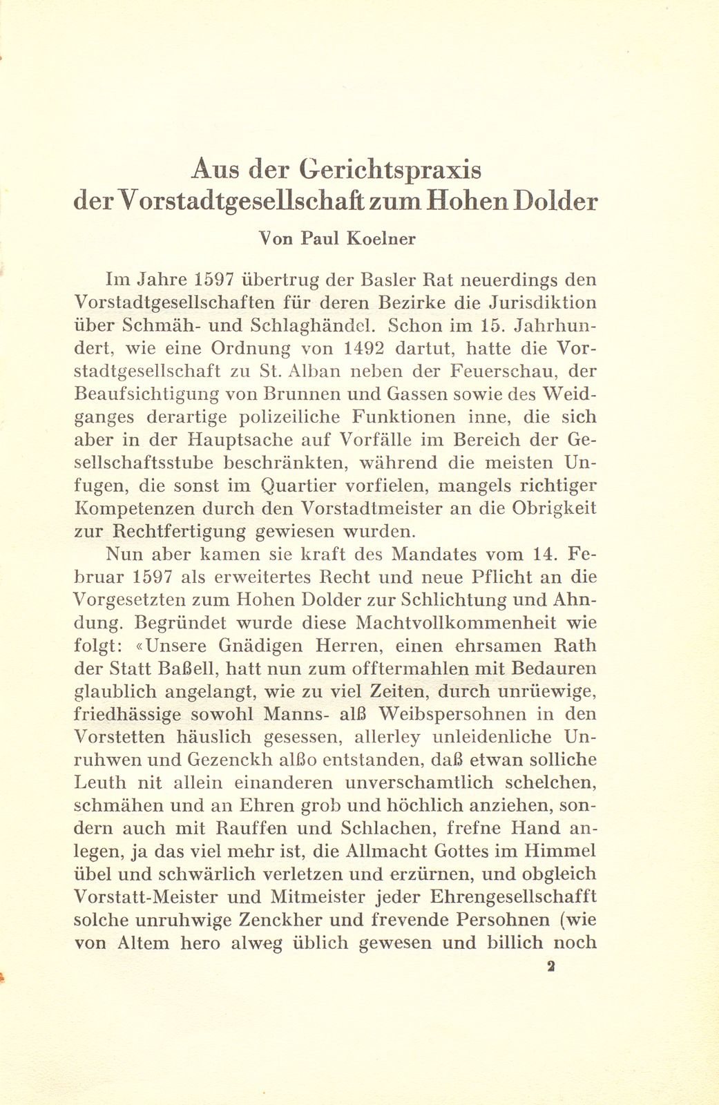 Aus der Gerichtspraxis der Vorstadtgesellschaft zum Hohen Dolder – Seite 1