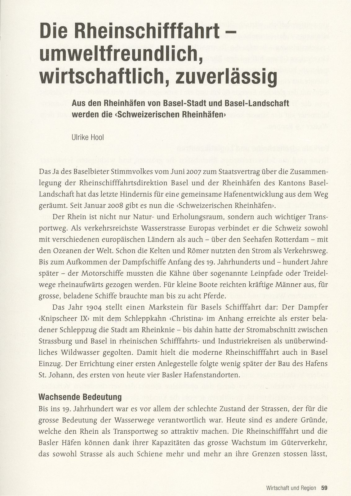 Die Rheinschifffahrt – umweltfreundlich, wirtschaftlich, zuverlässig – Seite 1