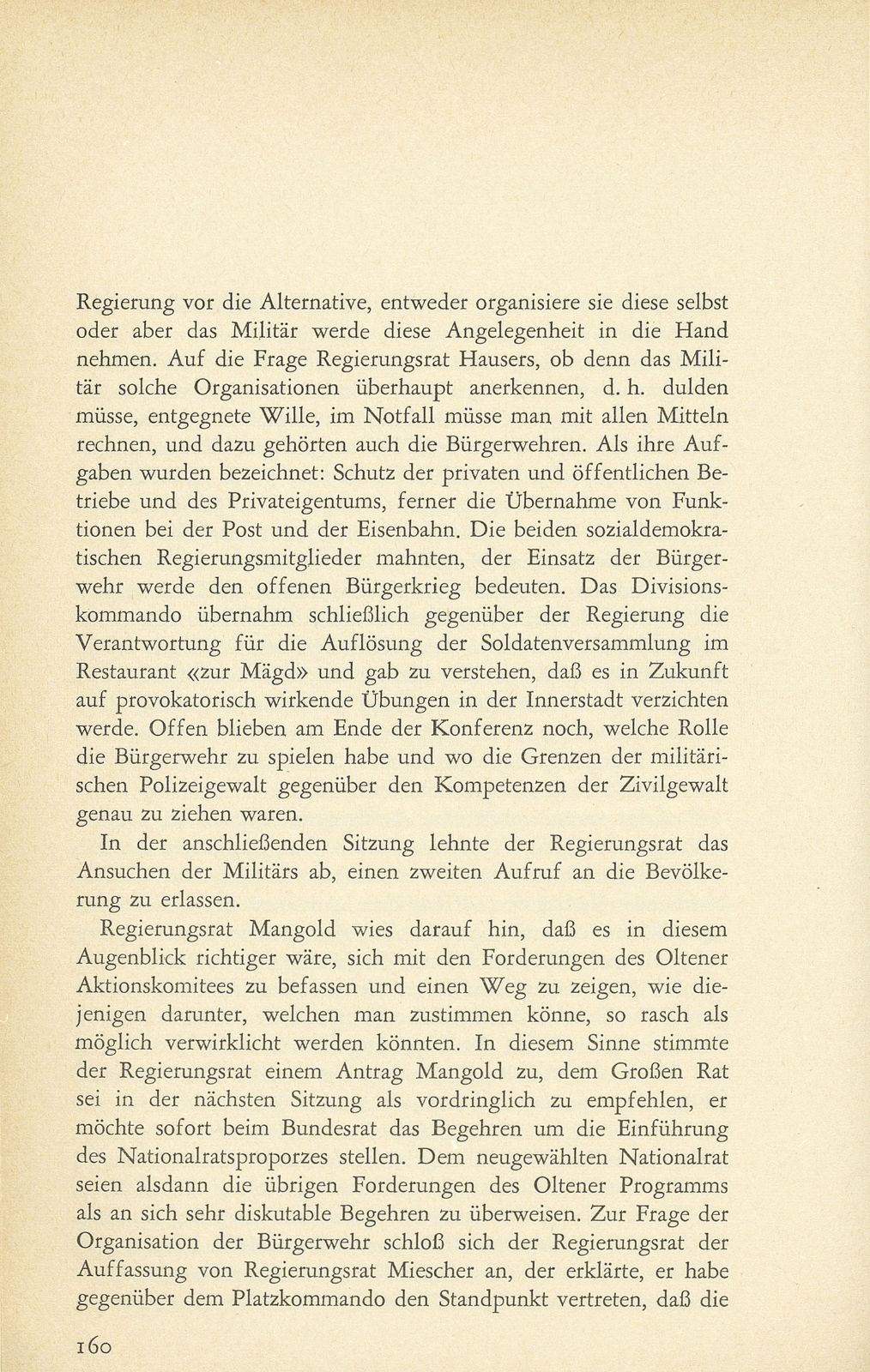 Aus den Protokollen des Basler Regierungsrates zum Landesstreik 1918 – Seite 19