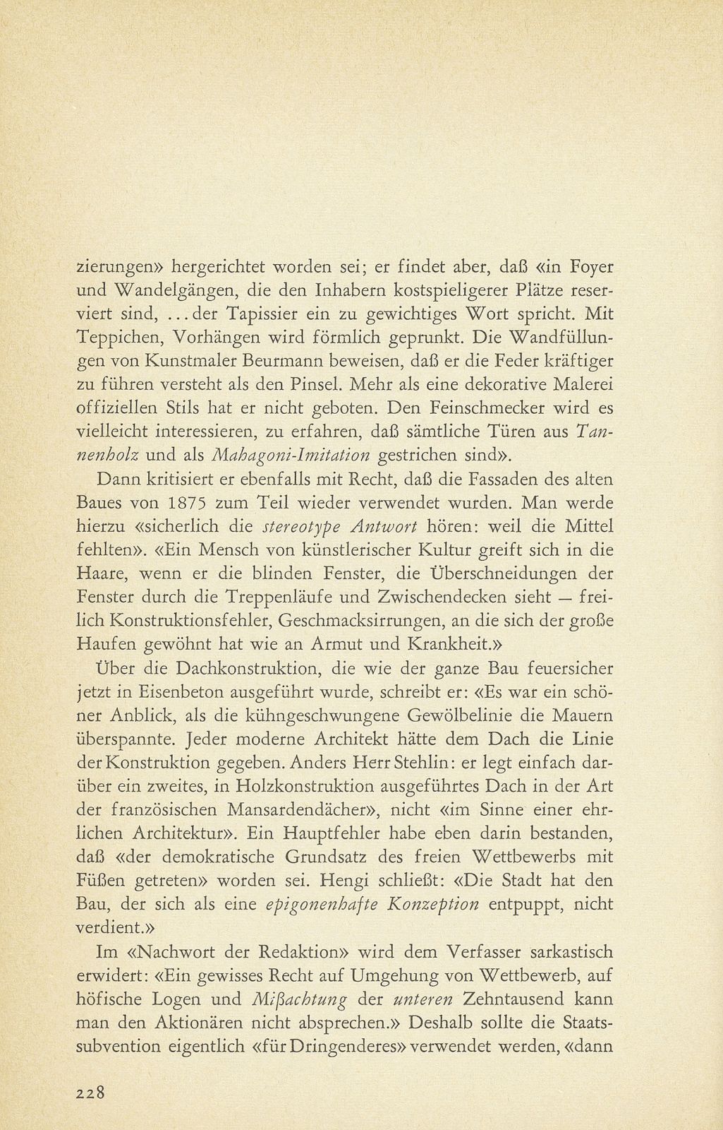 Aus der Baugeschichte des jetzigen Basler Stadttheaters. (Im Hinblick auf den im Entstehen begriffenen Neubau) – Seite 45