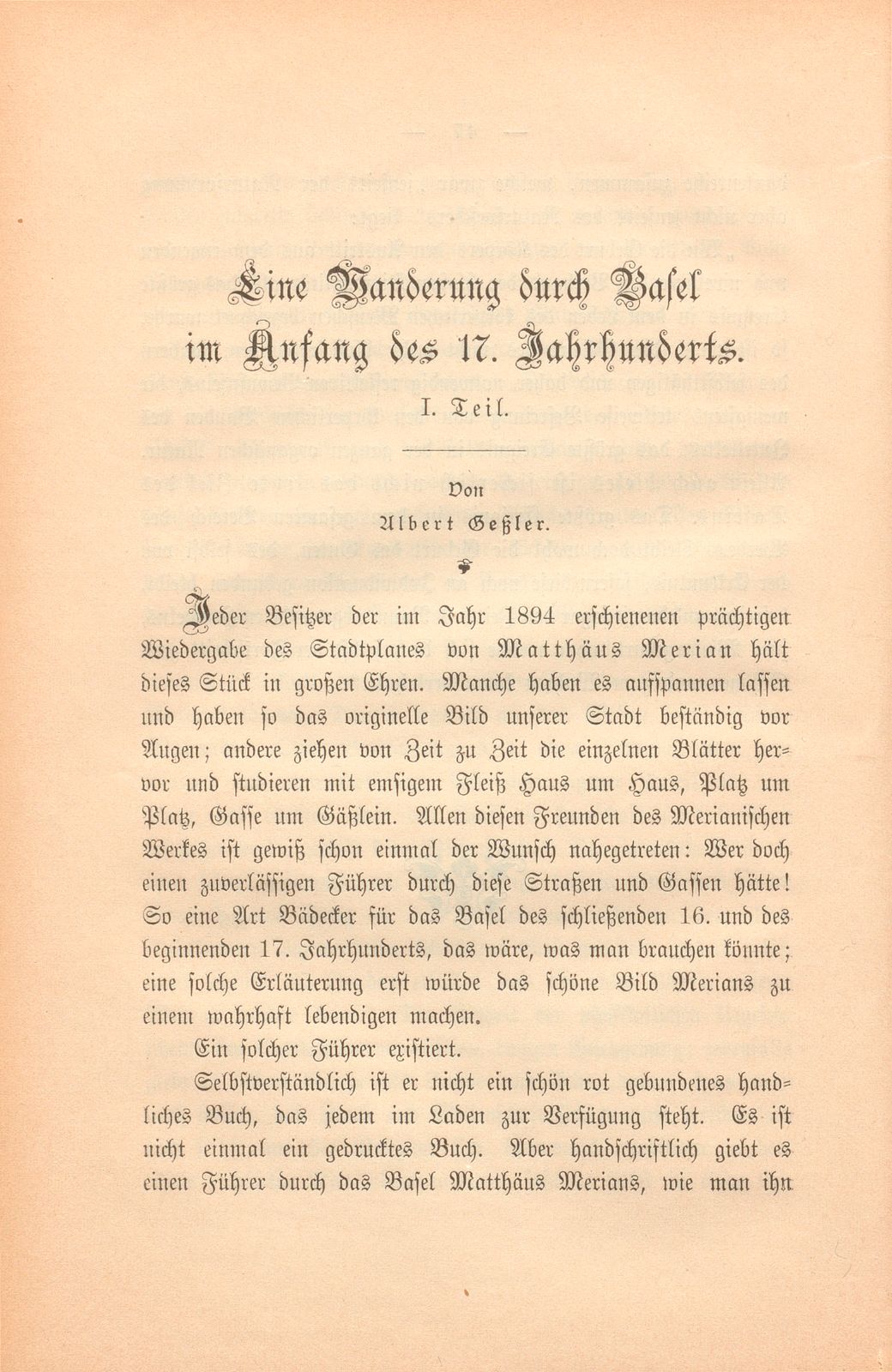 Eine Wanderung durch Basel im Anfang des 17. Jahrhunderts – Seite 1