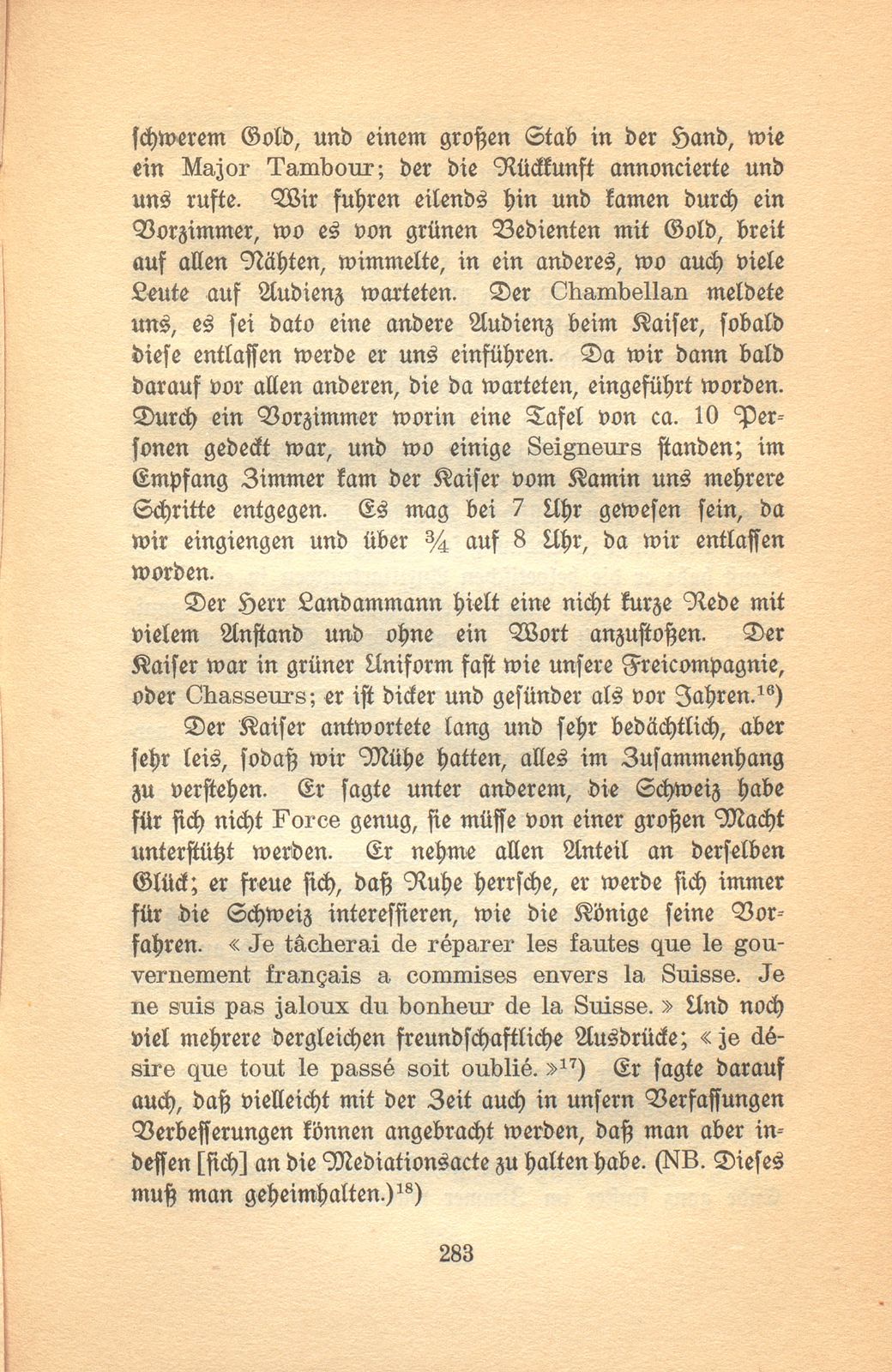 Bürgermeister Andreas Merians Reyssbeschreibung nach Chambéry zur Complimentierung des französischen Kaisers als König von Italien April 1805 – Seite 10