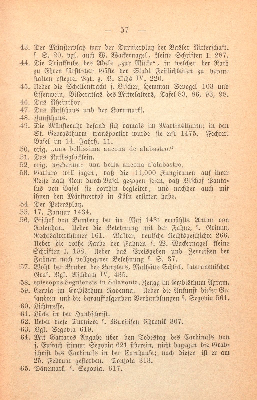 Andrea Gattaro von Padua, Tagebuch der Venetianischen Gesandten beim Concil zu Basel. (1433-1435.) – Seite 57