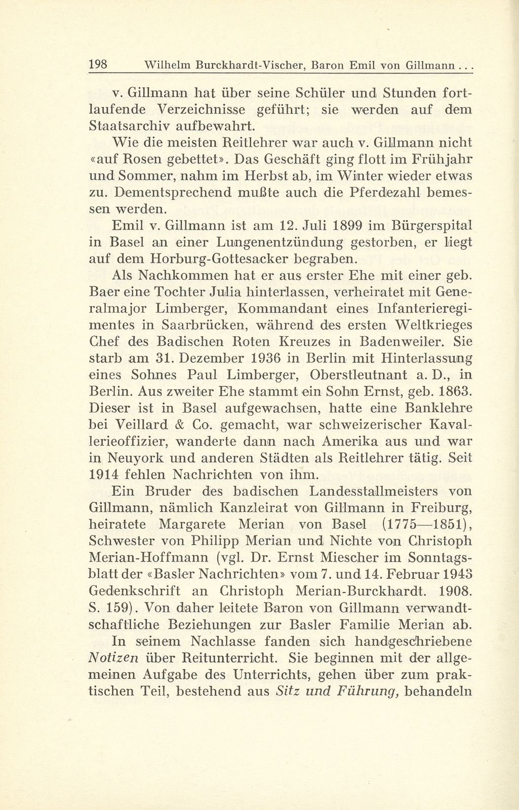 Baron Emil von Gillmann und die Entwicklung der Reitkunst in Basel – Seite 17