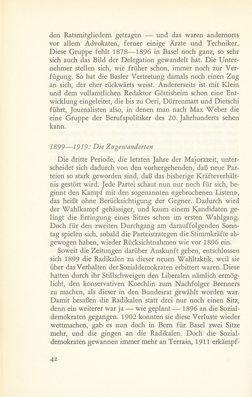 Vom Wandel der Basler Vertretung in der Bundesversammlung 1848-1919 – Seite 12