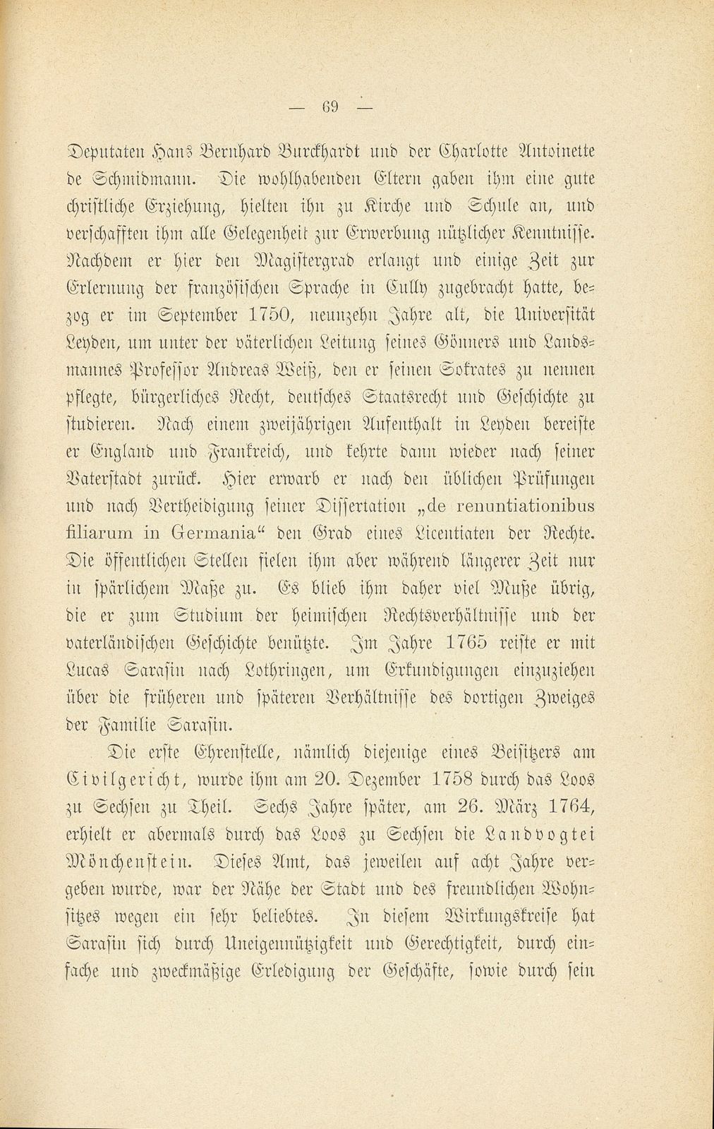 Bürgermeister Hans Bernhard Sarasin (1731-1822) – Seite 2