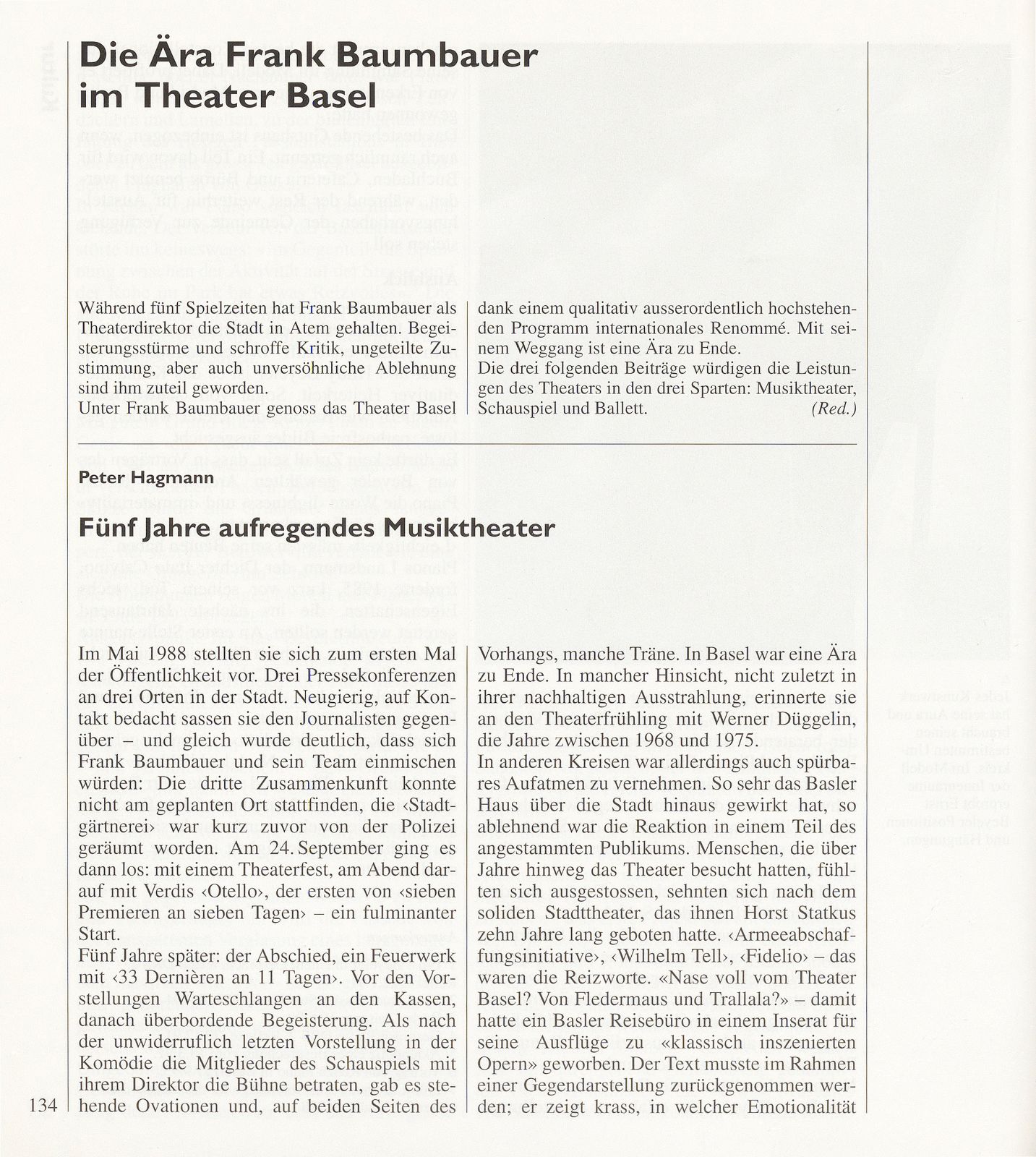 Die Ära Frank Baumbauer im Theater Basel – Seite 1