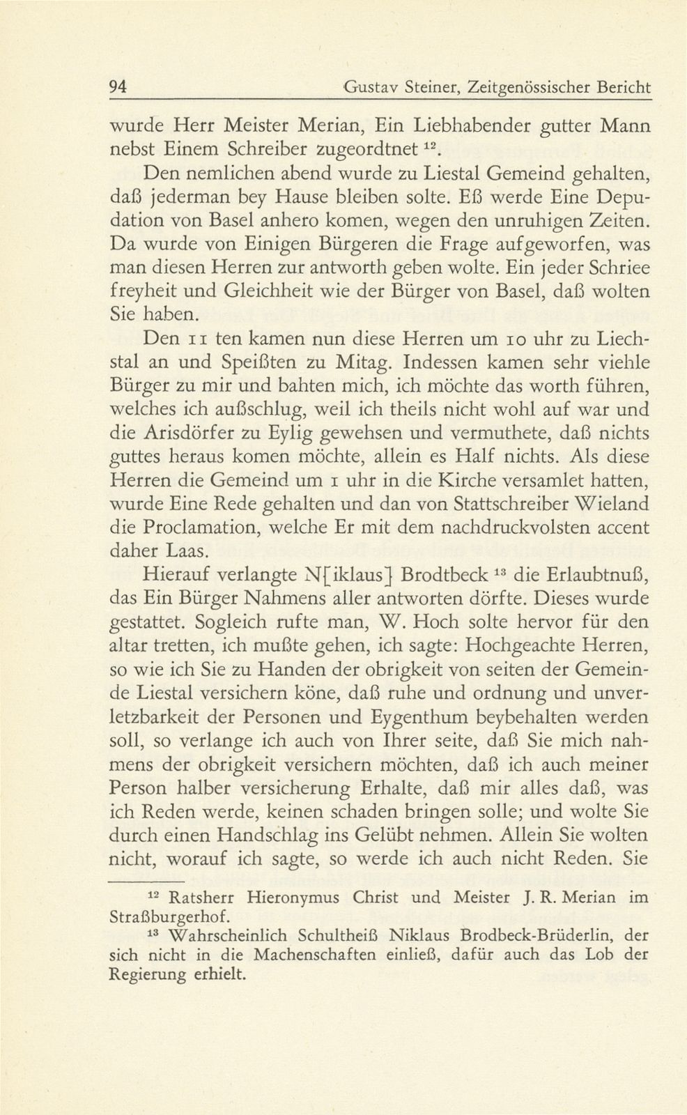 Zeitgenössischer Bericht über die Basler Revolution von 1798 [Wilhelm Hoch] – Seite 20