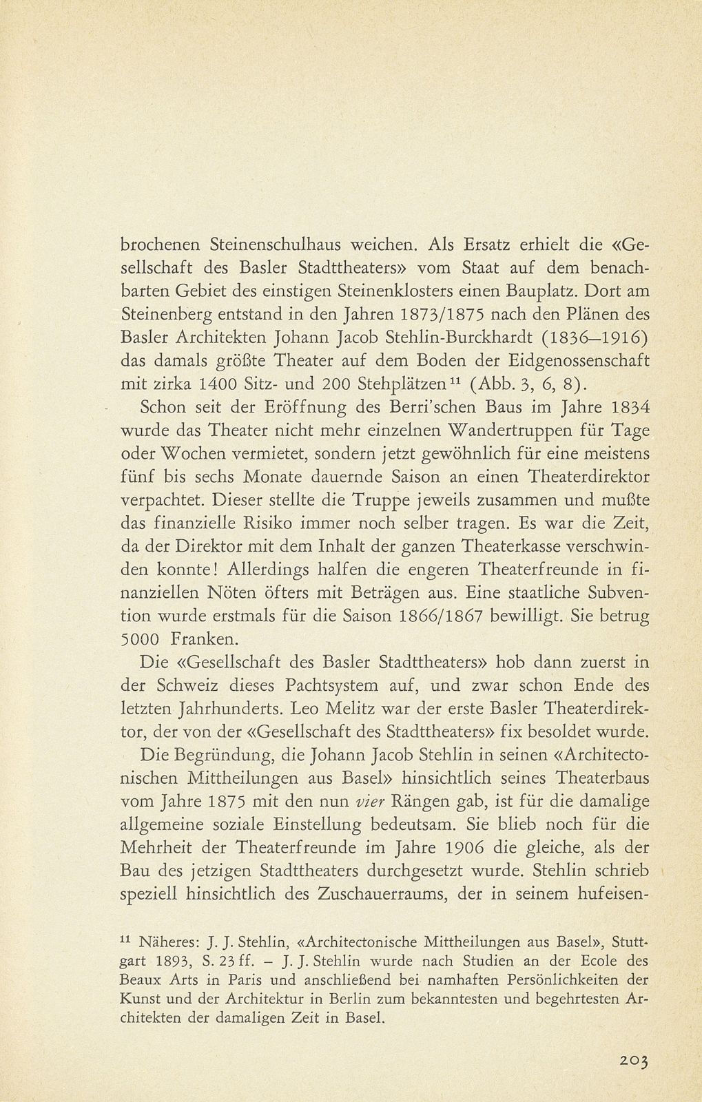 Aus der Baugeschichte des jetzigen Basler Stadttheaters. (Im Hinblick auf den im Entstehen begriffenen Neubau) – Seite 12