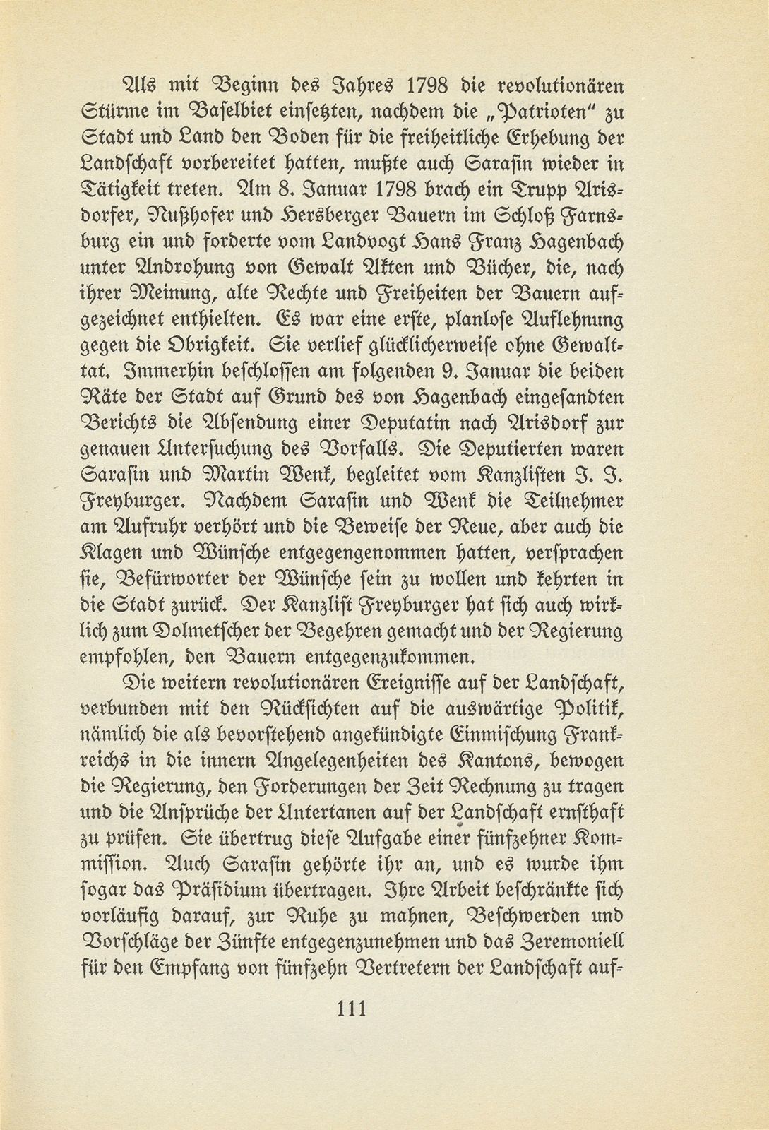 Hans Bernhard Sarasin als Gesandter Basels an der Konsulta in Paris – Seite 5