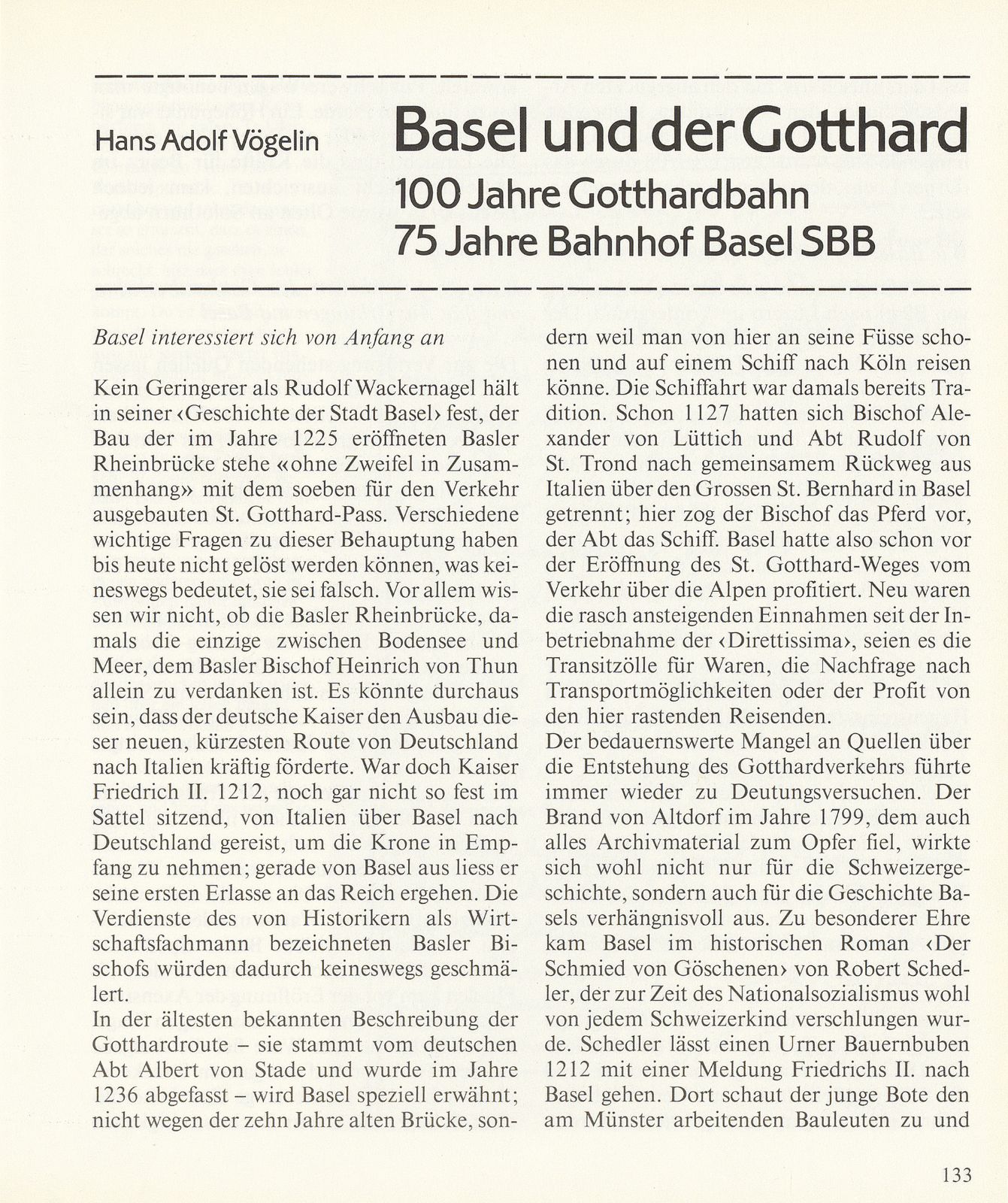 Basel und der Gotthard (100 Jahre Gotthardbahn, 75 Jahre Bahnhof Basel SBB) – Seite 1